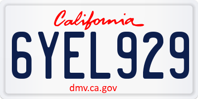 CA license plate 6YEL929