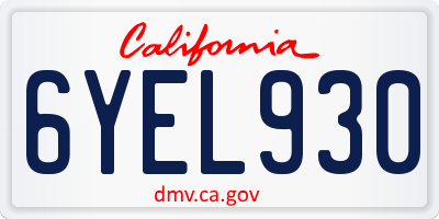 CA license plate 6YEL930