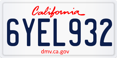 CA license plate 6YEL932