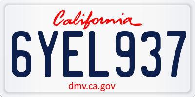 CA license plate 6YEL937