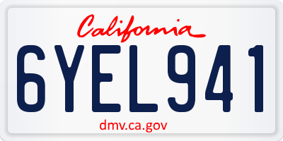 CA license plate 6YEL941