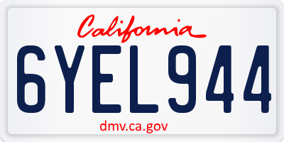CA license plate 6YEL944