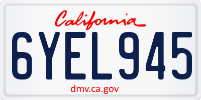 CA license plate 6YEL945
