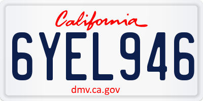 CA license plate 6YEL946