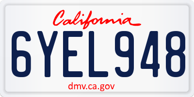 CA license plate 6YEL948