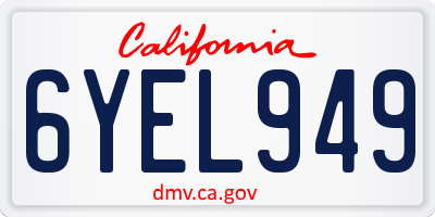 CA license plate 6YEL949