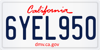 CA license plate 6YEL950
