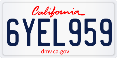 CA license plate 6YEL959