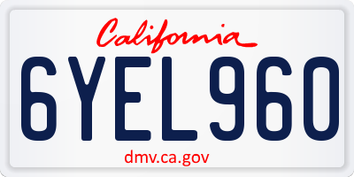 CA license plate 6YEL960