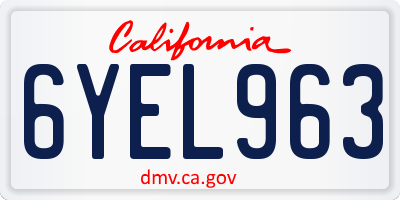 CA license plate 6YEL963