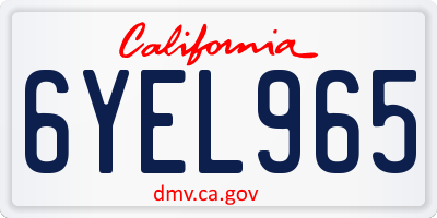CA license plate 6YEL965
