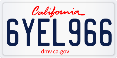 CA license plate 6YEL966