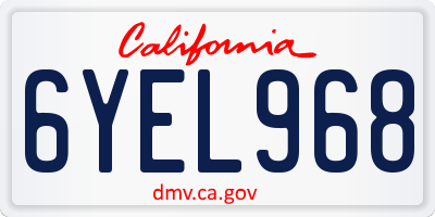 CA license plate 6YEL968