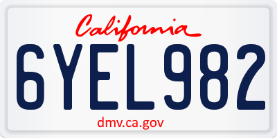 CA license plate 6YEL982