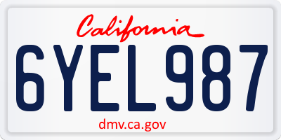 CA license plate 6YEL987