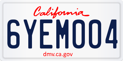 CA license plate 6YEM004