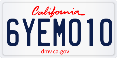 CA license plate 6YEM010