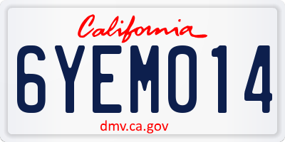 CA license plate 6YEM014