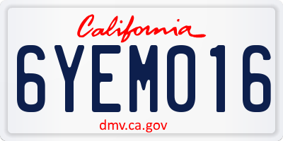 CA license plate 6YEM016