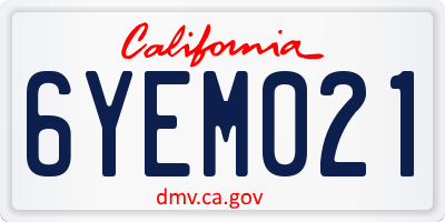 CA license plate 6YEM021