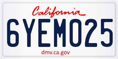 CA license plate 6YEM025