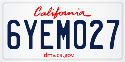 CA license plate 6YEM027
