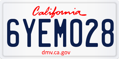 CA license plate 6YEM028