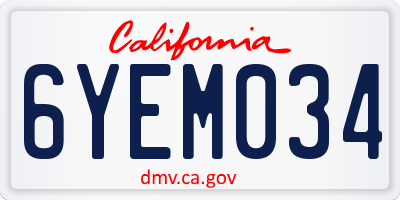 CA license plate 6YEM034