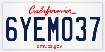 CA license plate 6YEM037