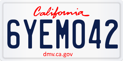 CA license plate 6YEM042