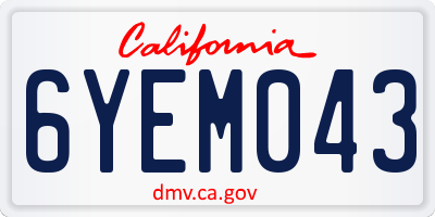 CA license plate 6YEM043