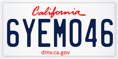 CA license plate 6YEM046