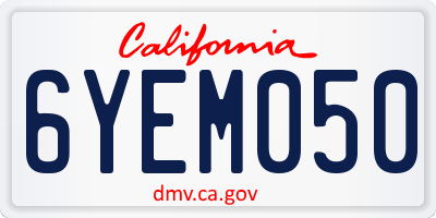 CA license plate 6YEM050