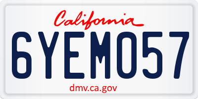 CA license plate 6YEM057