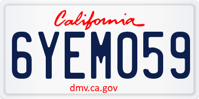 CA license plate 6YEM059
