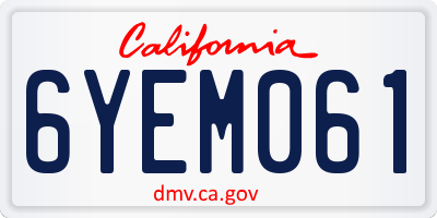 CA license plate 6YEM061
