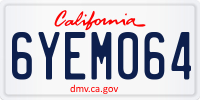 CA license plate 6YEM064