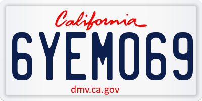 CA license plate 6YEM069