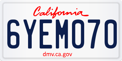 CA license plate 6YEM070
