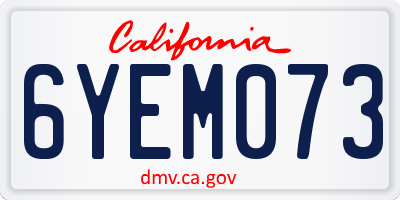 CA license plate 6YEM073