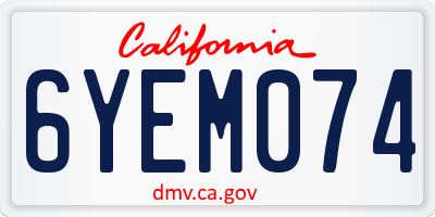 CA license plate 6YEM074