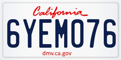 CA license plate 6YEM076