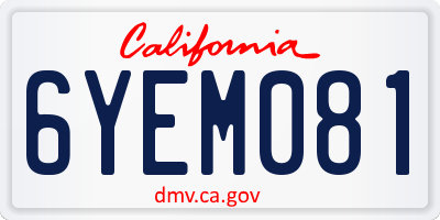 CA license plate 6YEM081