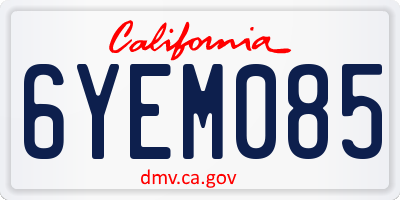 CA license plate 6YEM085