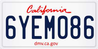 CA license plate 6YEM086