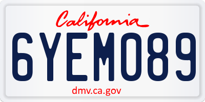 CA license plate 6YEM089