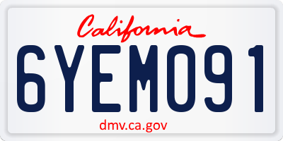 CA license plate 6YEM091