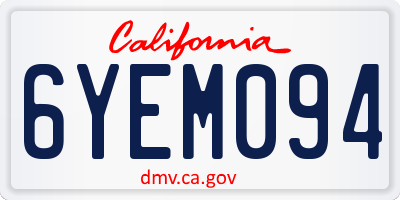 CA license plate 6YEM094