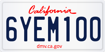 CA license plate 6YEM100