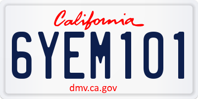 CA license plate 6YEM101